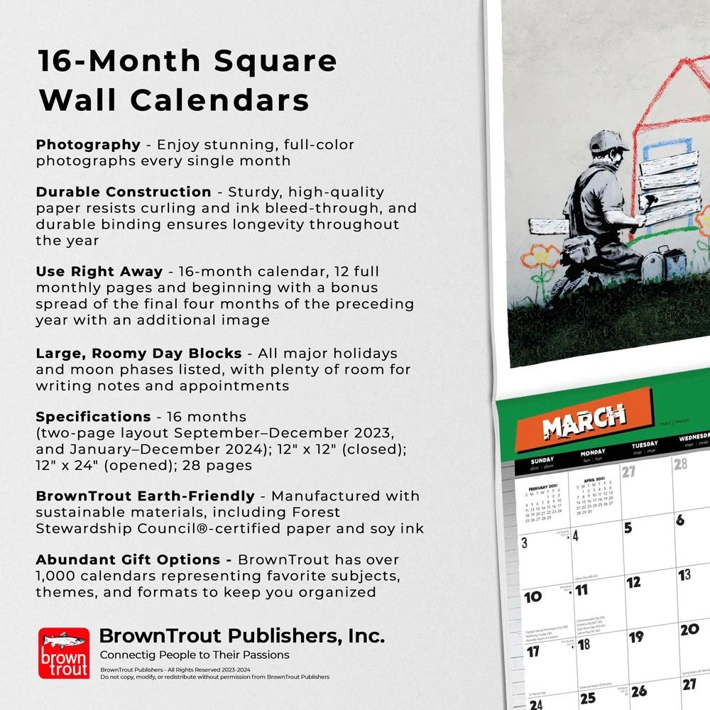 Banksys Graffiti 2024 Wall Calendar 7 Banksys Graffiti 2024 Wall Calendar - Image 5