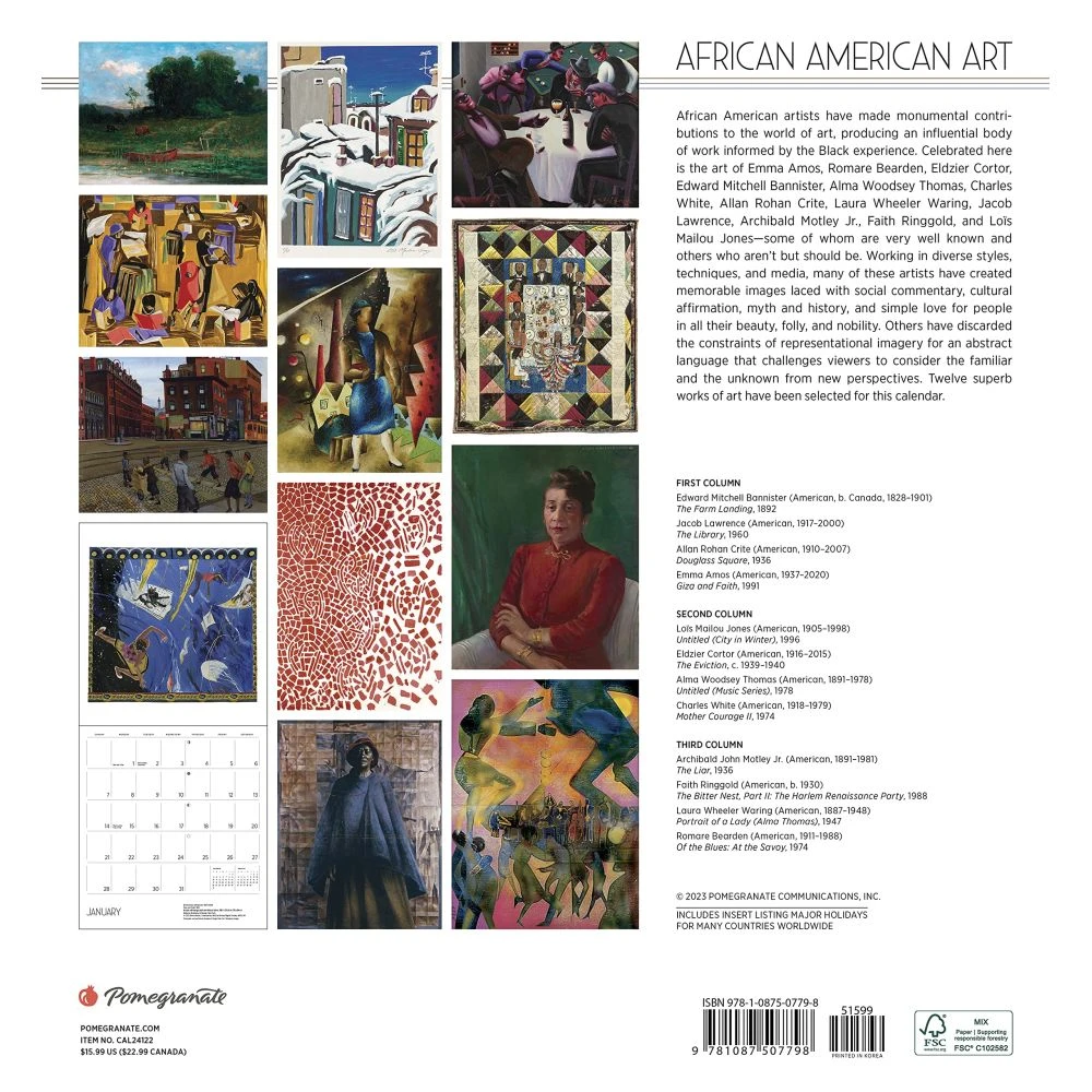 African American Art 2024 Wall Calendar 4 African American Art 2024 Wall Calendar - Image 2