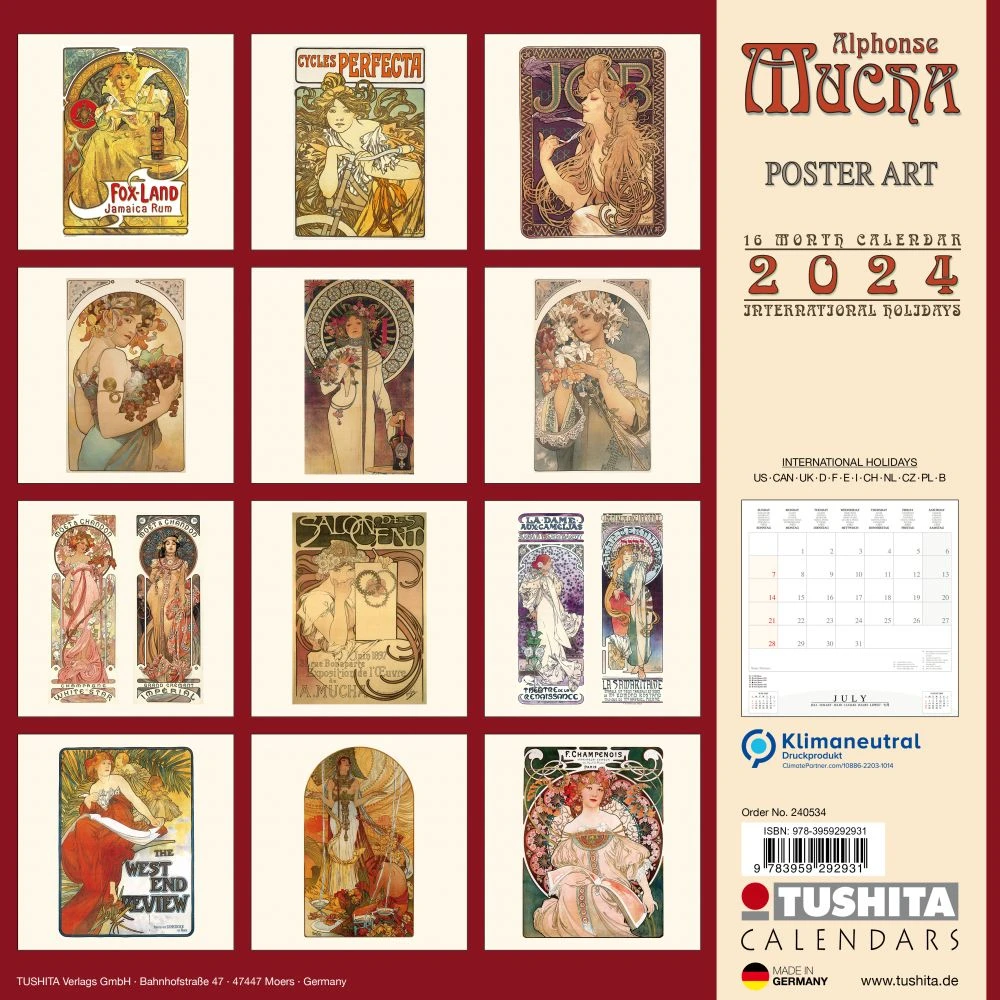 Mucha Poster Art 2024 Wall Calendar 4 Mucha Poster Art 2024 Wall Calendar - Image 2