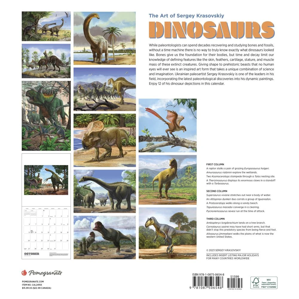 Dinosaurs Art 2024 Wall Calendar 4 Dinosaurs Art 2024 Wall Calendar - Image 2