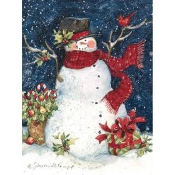 Snowman Scarf Boxed Christmas Cards (18 Pack) W/ Decorative Box By Susan Winget -Calendars Store 201900013261 ALT3