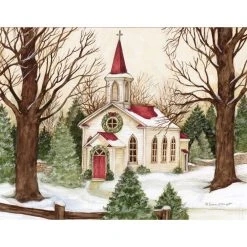 Woodland Church Boxed Christmas Cards (18 Pack) W/ Decorative Box By Susan Winget