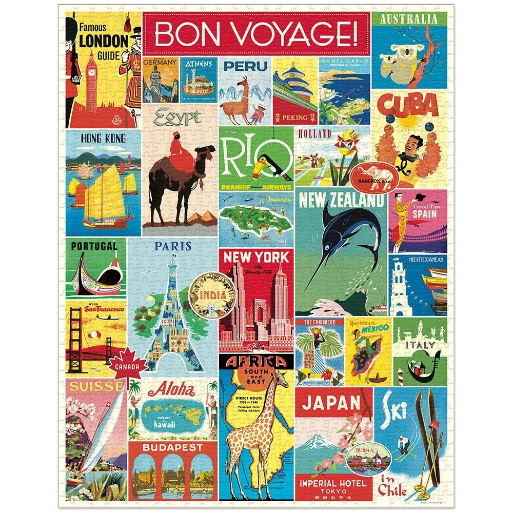 Vintage Travel 1000 Piece Puzzle By Cavallini 4 Vintage Travel 1000 Piece Puzzle By Cavallini - Image 2