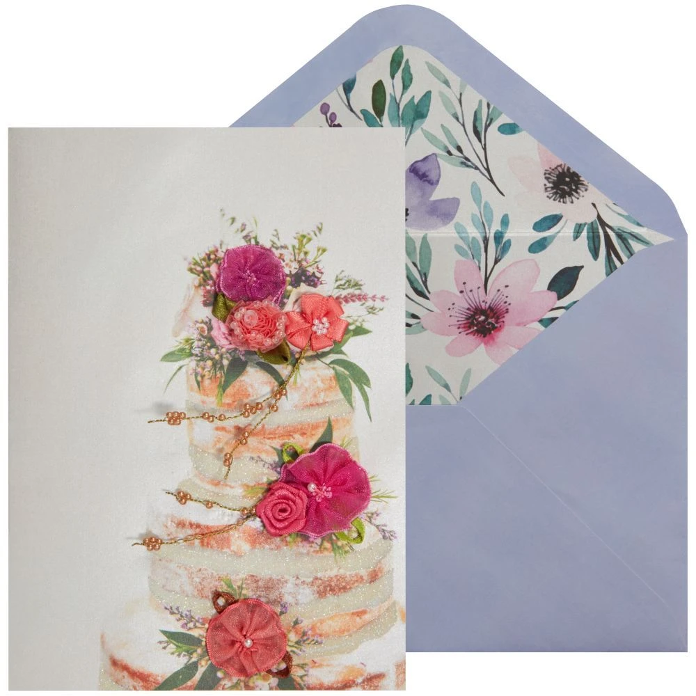 Cake With Flowers Wedding Card 3 Cake With Flowers Wedding Card