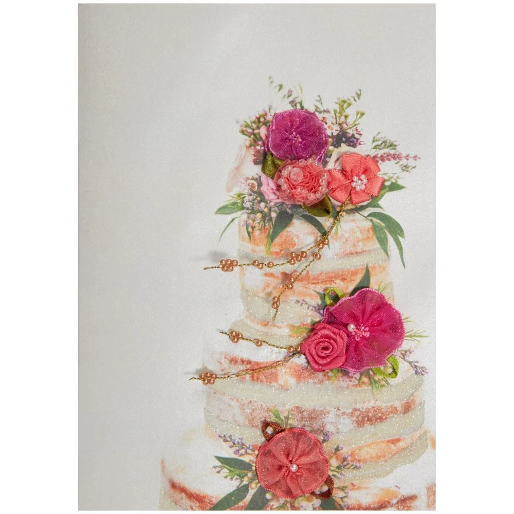 Cake With Flowers Wedding Card 4 Cake With Flowers Wedding Card - Image 2