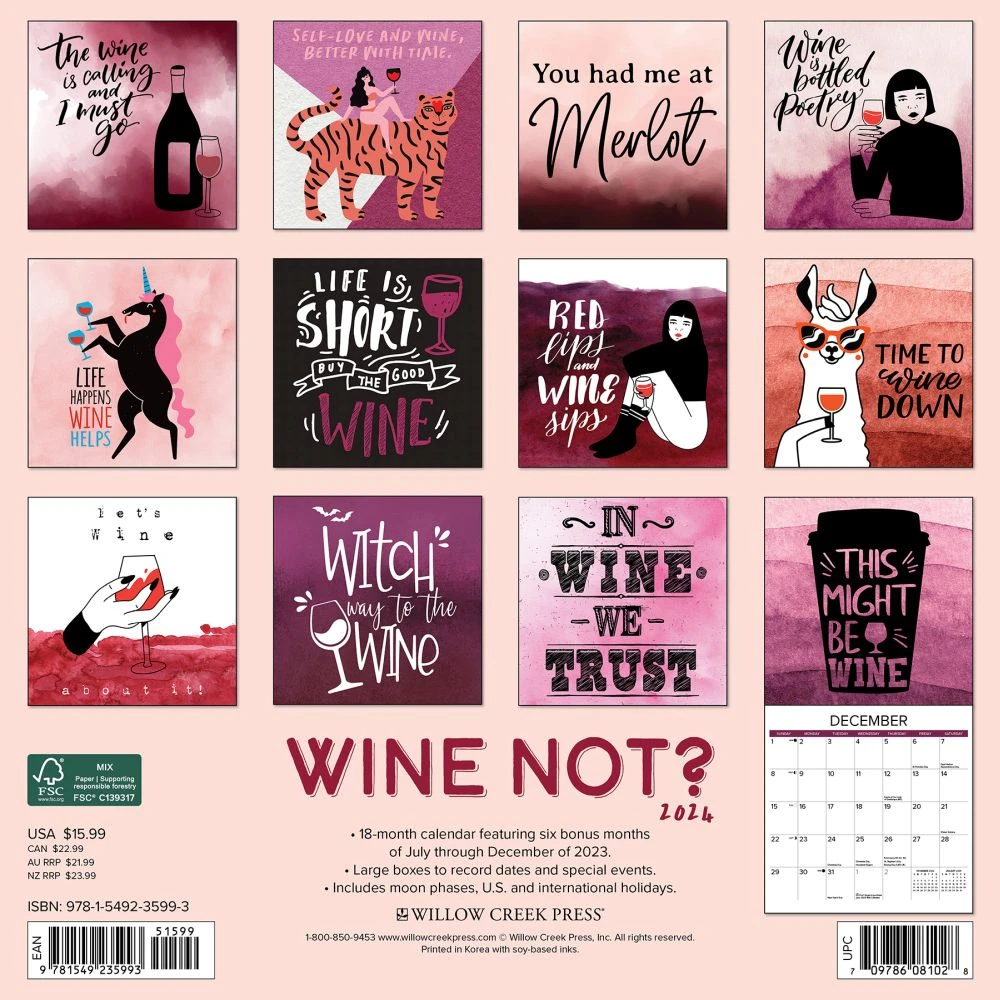 Wine Not 2024 Wall Calendar 4 Wine Not 2024 Wall Calendar - Image 2