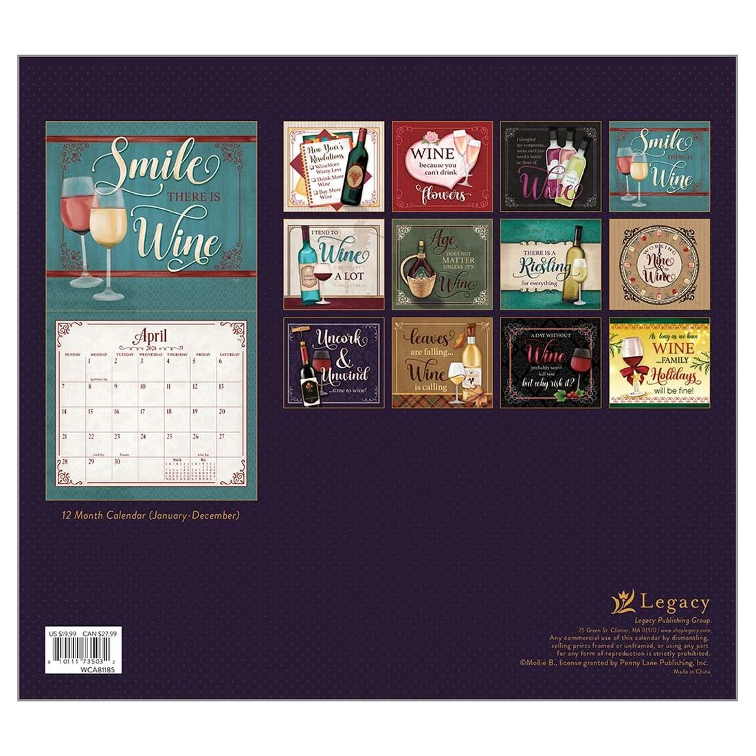 Wine 2024 Wall Calendar 4 Wine 2024 Wall Calendar - Image 2