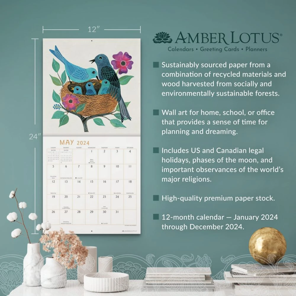 Feather Friends 2024 Wall Calendar 7 Feather Friends 2024 Wall Calendar - Image 5
