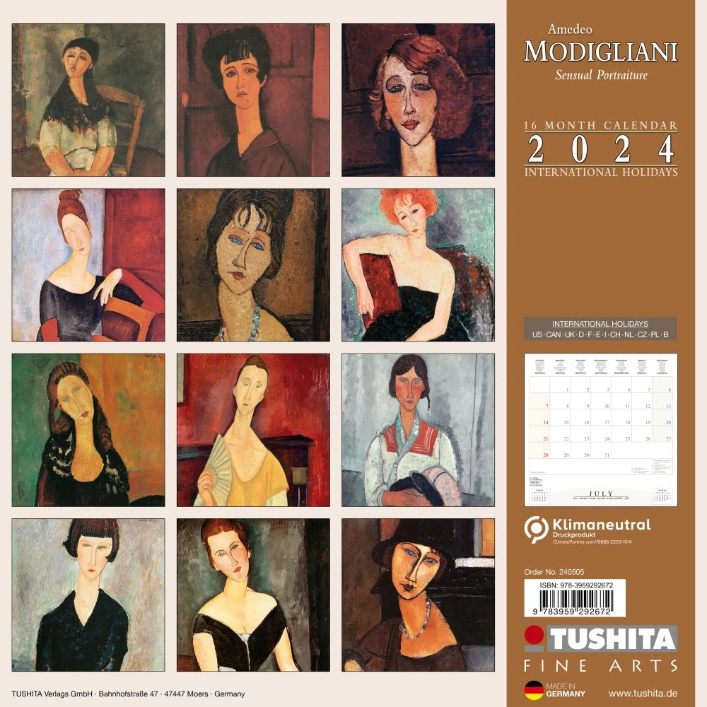 Modigliani Sensual Portraits 2024 Wall Calendar 4 Modigliani Sensual Portraits 2024 Wall Calendar - Image 2
