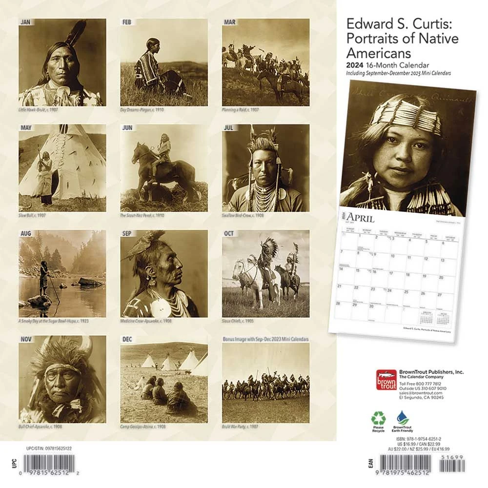 Edward S. Curtis: Portraits Of A Native American 2024 Wall Calendar 4 Edward S. Curtis: Portraits Of A Native American 2024 Wall Calendar - Image 2