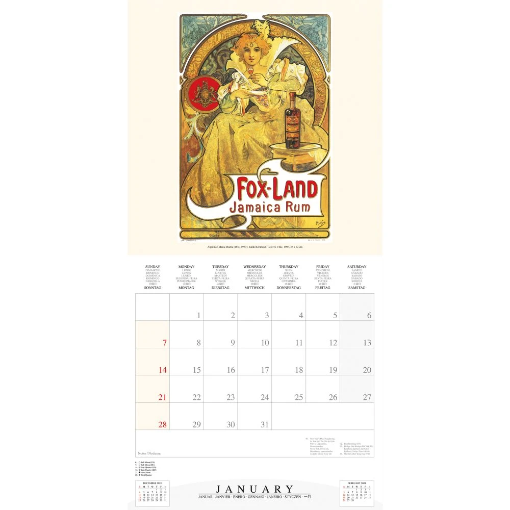 Mucha Poster Art 2024 Wall Calendar 5 Mucha Poster Art 2024 Wall Calendar - Image 3