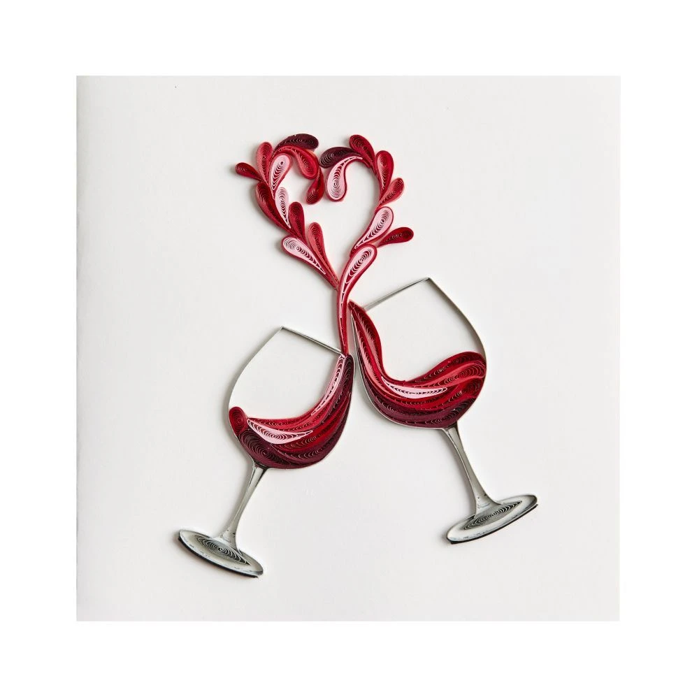 Two Wine Glasses Quilling Friendship Card 3 Two Wine Glasses Quilling Friendship Card - Image 2