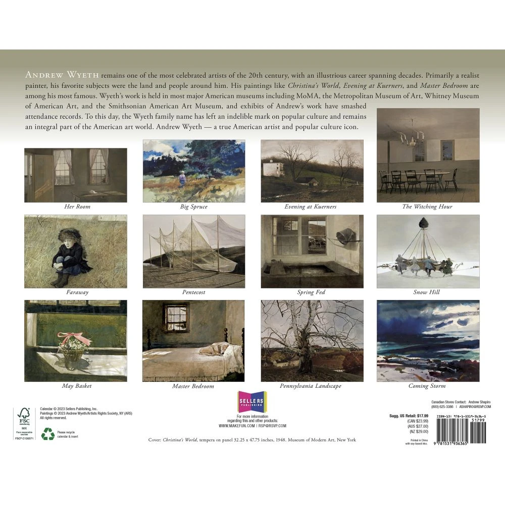 Art Of Andrew Wyeth 2024 Wall Calendar 4 Art Of Andrew Wyeth 2024 Wall Calendar - Image 2