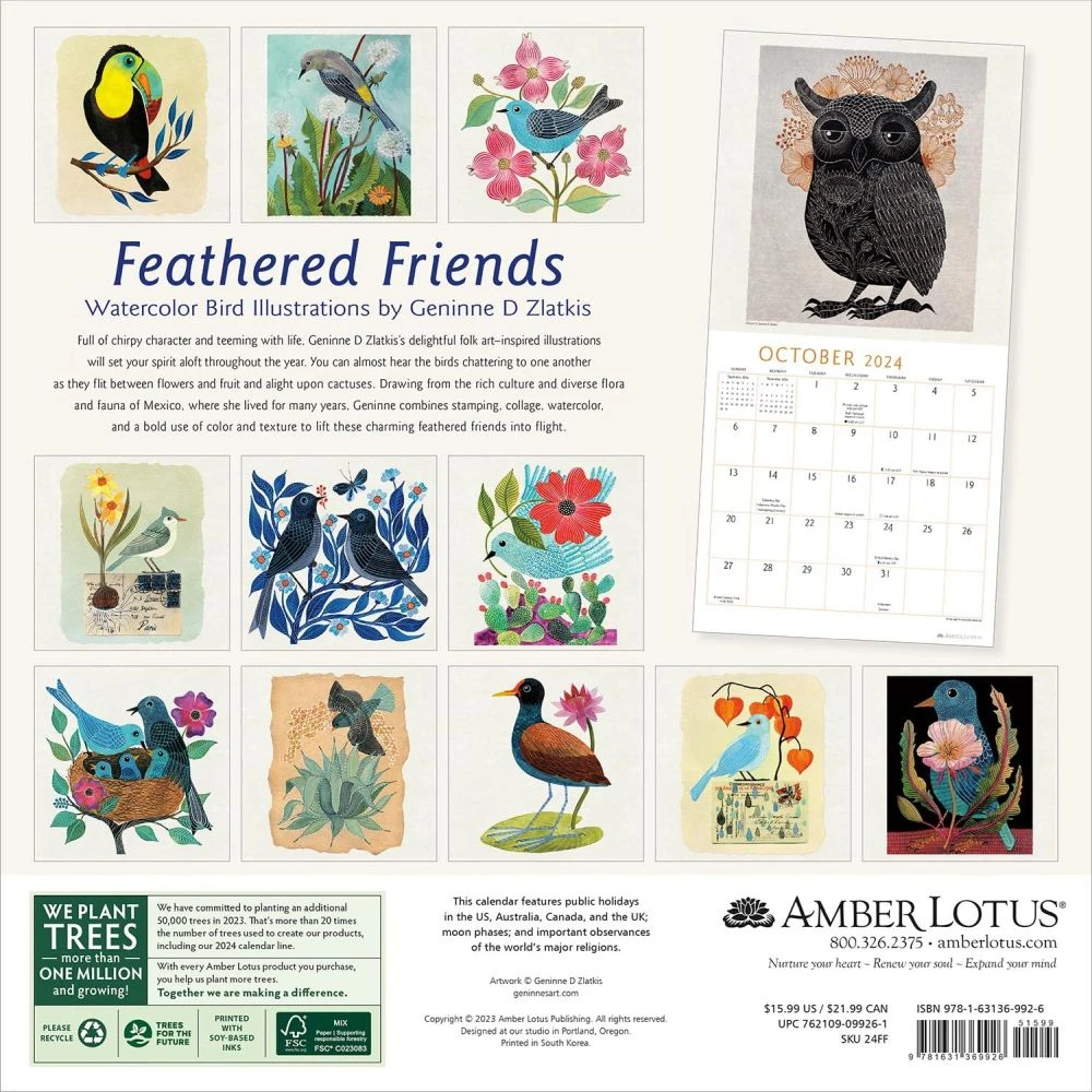 Feather Friends 2024 Wall Calendar 4 Feather Friends 2024 Wall Calendar - Image 2