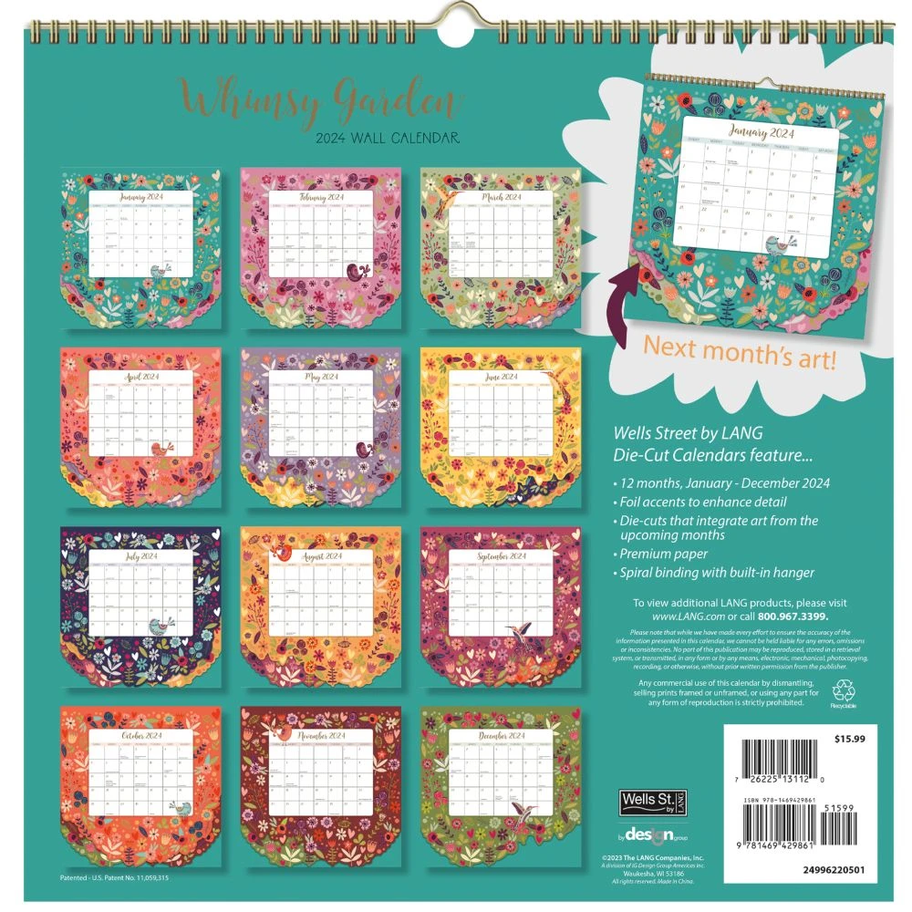Whimsy Garden Spiral 2024 Wall Calendar 4 Whimsy Garden Spiral 2024 Wall Calendar - Image 2
