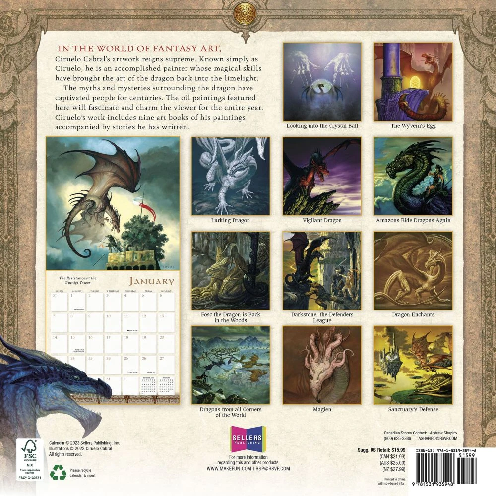 Dragons By Ciruelo 2024 Wall Calendar 4 Dragons By Ciruelo 2024 Wall Calendar - Image 2