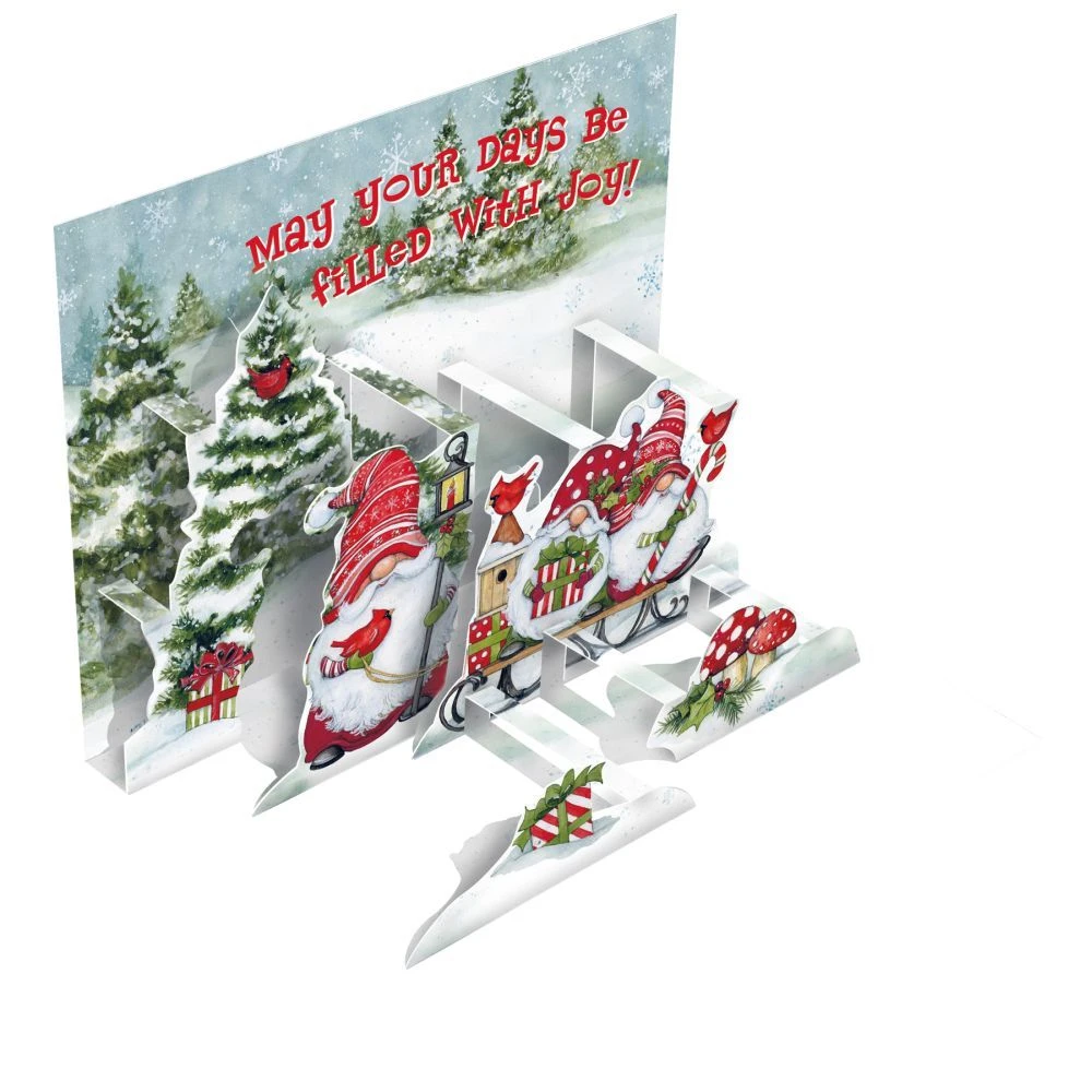 Holiday Gnomes 3D Pop-Up Christmas Cards (8 Pack) By Susan Winget 3 Holiday Gnomes 3D Pop-Up Christmas Cards (8 Pack) By Susan Winget