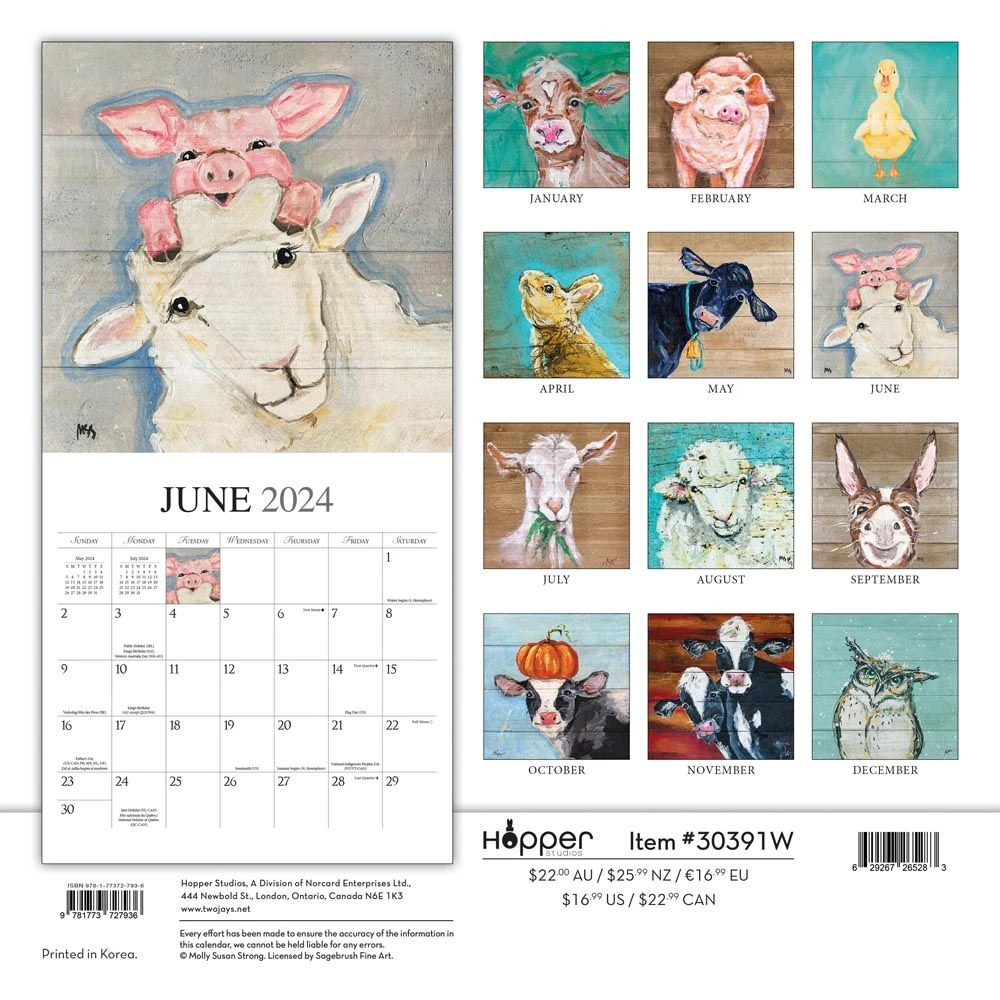 Barnyard Friends 2024 Wall Calendar 4 Barnyard Friends 2024 Wall Calendar - Image 2