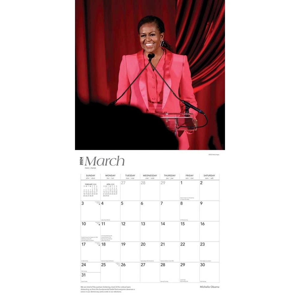 Michelle Obama 2024 Wall Calendar 5 Michelle Obama 2024 Wall Calendar - Image 3
