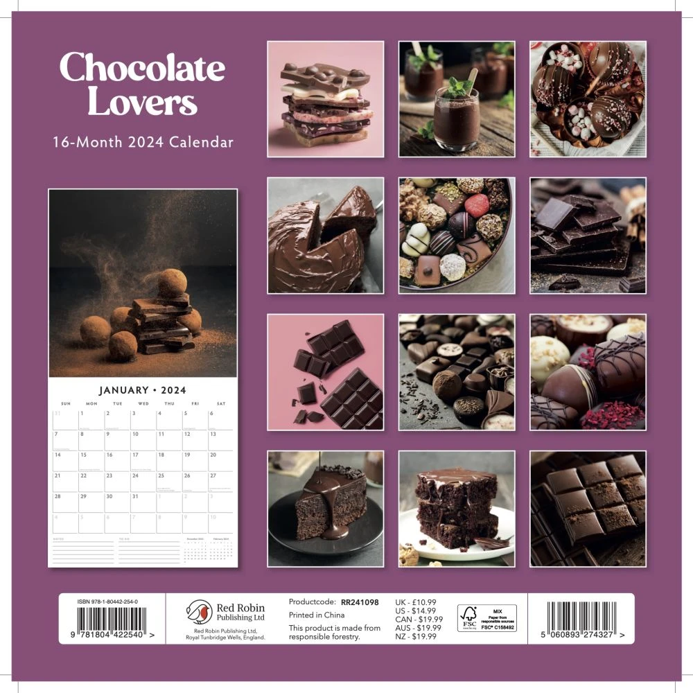 Chocolate Lovers 2024 Wall Calendar 4 Chocolate Lovers 2024 Wall Calendar - Image 2