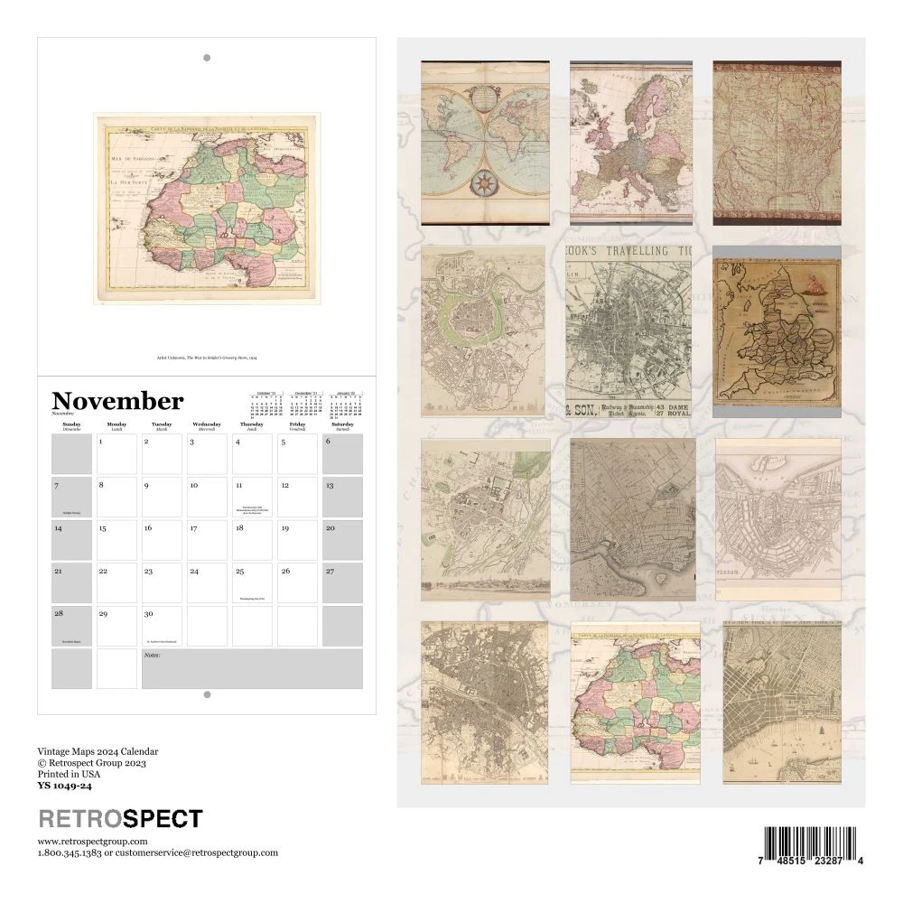 Vintage Maps 2024 Wall Calendar 6 Vintage Maps 2024 Wall Calendar - Image 4