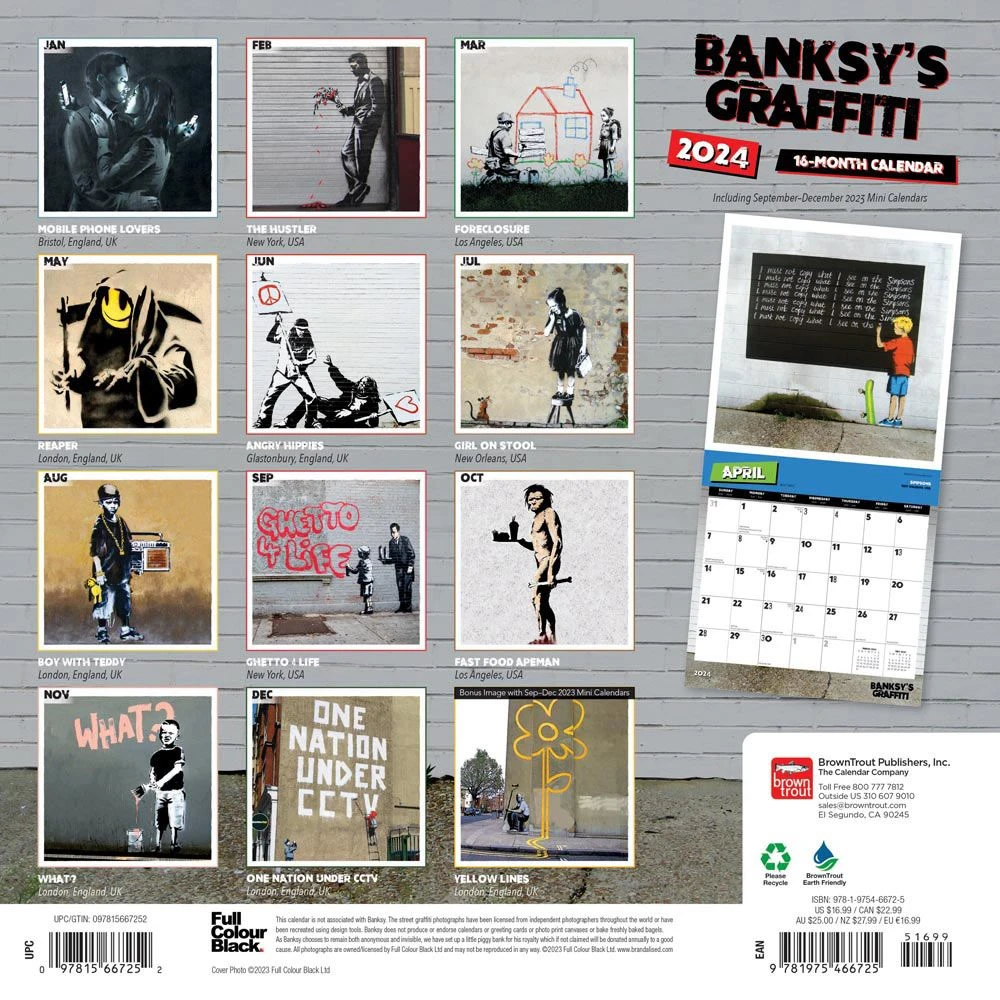 Banksys Graffiti 2024 Wall Calendar 4 Banksys Graffiti 2024 Wall Calendar - Image 2